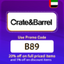 Crate & Barrel UAE Coupon Code (B89) Enjoy Up To 50% OFF