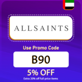 Allsaints UAE Coupon Code (B90) Enjoy Up To 50% OFF