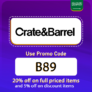 Crate & Barrel KSA Coupon Code (B89) Enjoy Up To 80% OFF